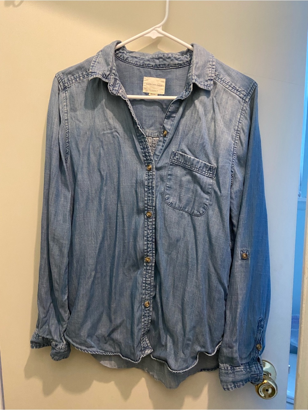 Light Blue Denim Button-Up Shirt